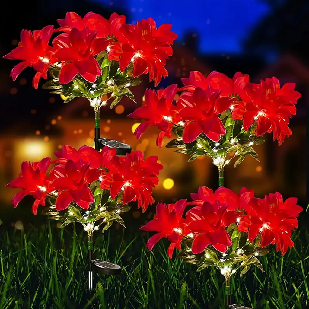 Luz LED solar de flores para decorar jardines y patios