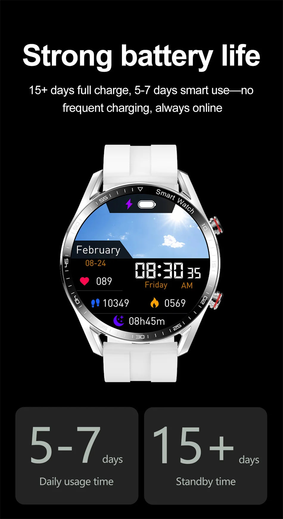 ECG + PPG Bluetooth llamada reloj inteligente hombres láser salud presión arterial Fitnes relojes deportivos hombre deportes impermeable Smartwatch + caja