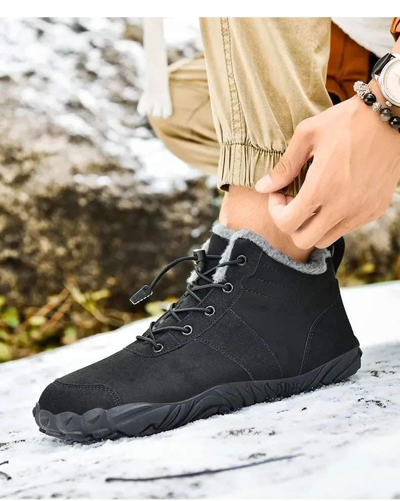 Botas de senderismo forradas de felpa para hombre, antideslizantes de invierno