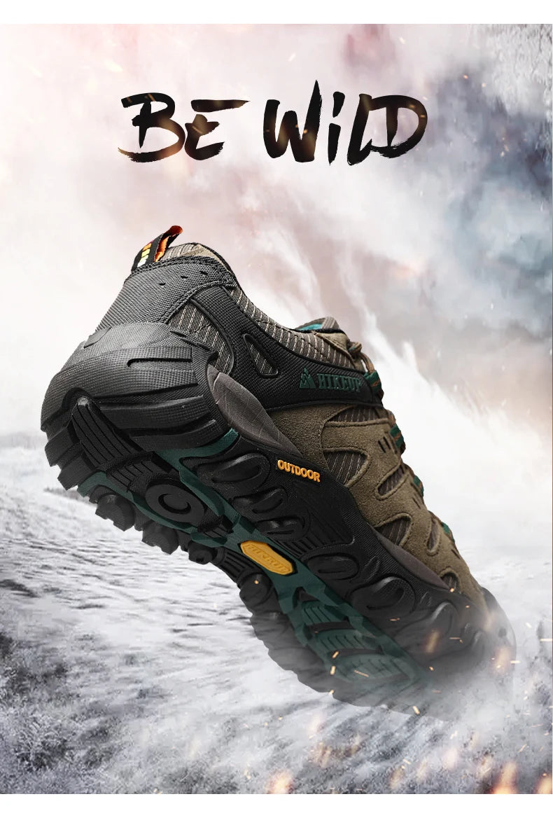 Zapatos de senderismo HIKEUP para hombre, zapatos de exterior de piel de ante, zapatillas tácticas resistentes al desgaste para senderismo, caminar y cazar