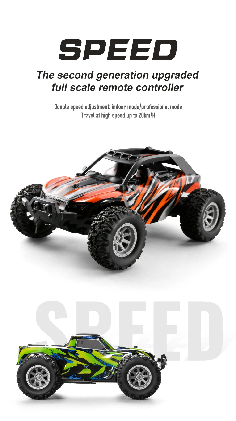 Mini coche RC 1:32, 20 km/h, alta velocidad, 2,4 Ghz, todoterreno, juguete de carreras y deriva, oruga de Control remoto para interiores/exteriores para niños