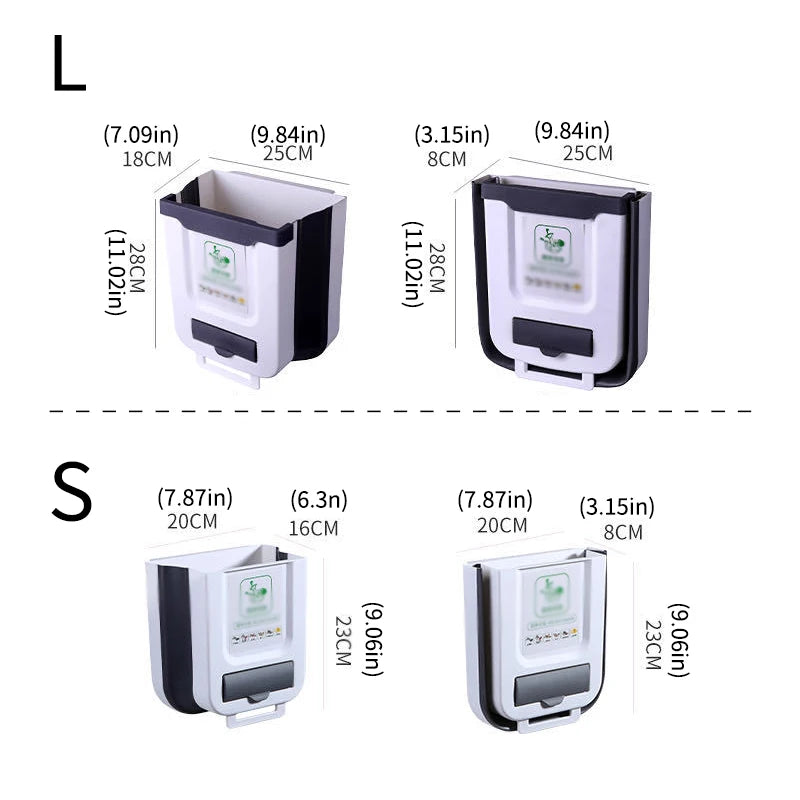 Cubo de basura plegable de cocina de 7L/10L, cubo de basura montado en la pared, cubo de basura montado en puerta de armario de cocina, cubo de basura plegable para vehículos