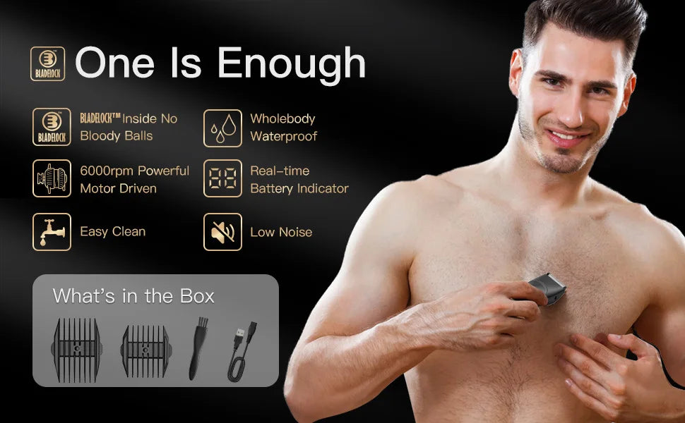    Recortadora de vello corporal para hombres, afeitadora recargable para barba, depiladora de pecho, axilas e ingle