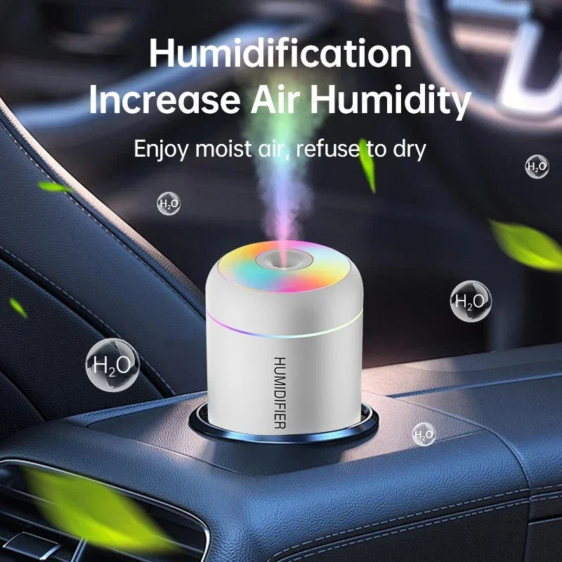 Mini humidificador difusor de aromas USB 180 ml para auto con luces