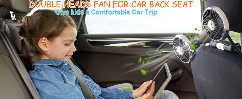 Ventilador Doble para Auto CheShan F310 con Luz LED, Manguera Flexible, 360° °   Accesorio de Refrigeración para Asientos de Auto, Multiángulo