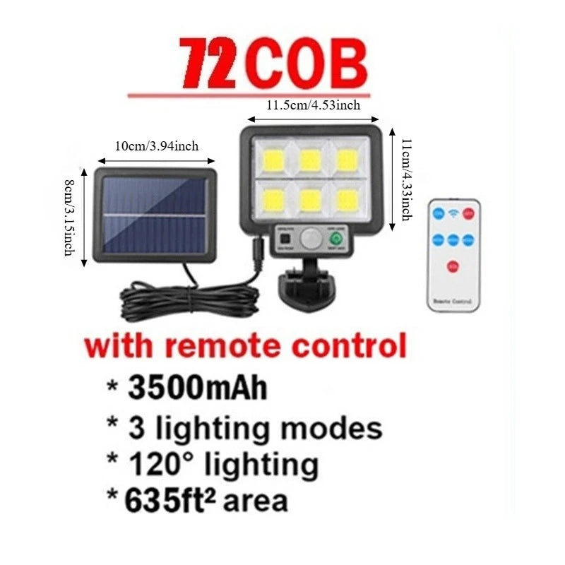 Lámpara Solar LED COB con Sensor de Movimiento para Jardín