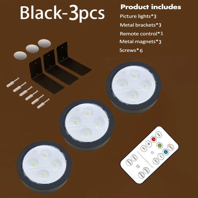 Luz de imagen con pilas Luz de pintura LED magnética con temporizador regulable remoto 3 modos de iluminación Luz de exhibición de arte Negro