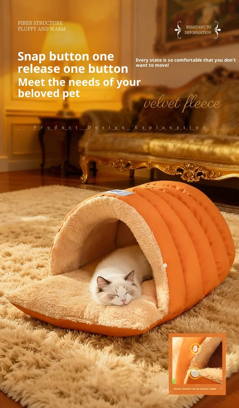 Cama Cueva para Gatos - Suave, Lavable y Antideslizante