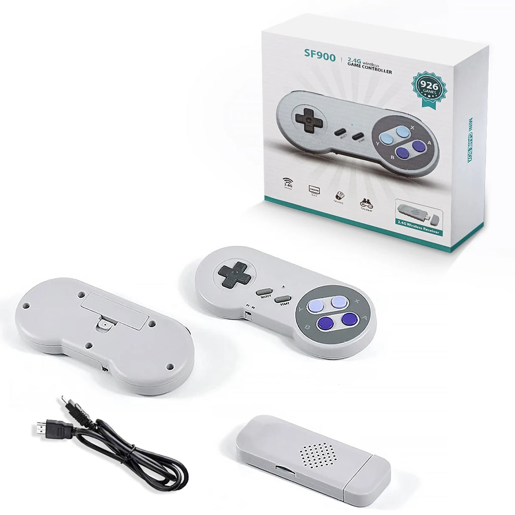 Consola de Videojuegos Retro HD SF900 con Más de 5000 Juegos Integrados, Mando de Juego para TV con 2 Controles Inalámbricos, Juego Clásico SNES