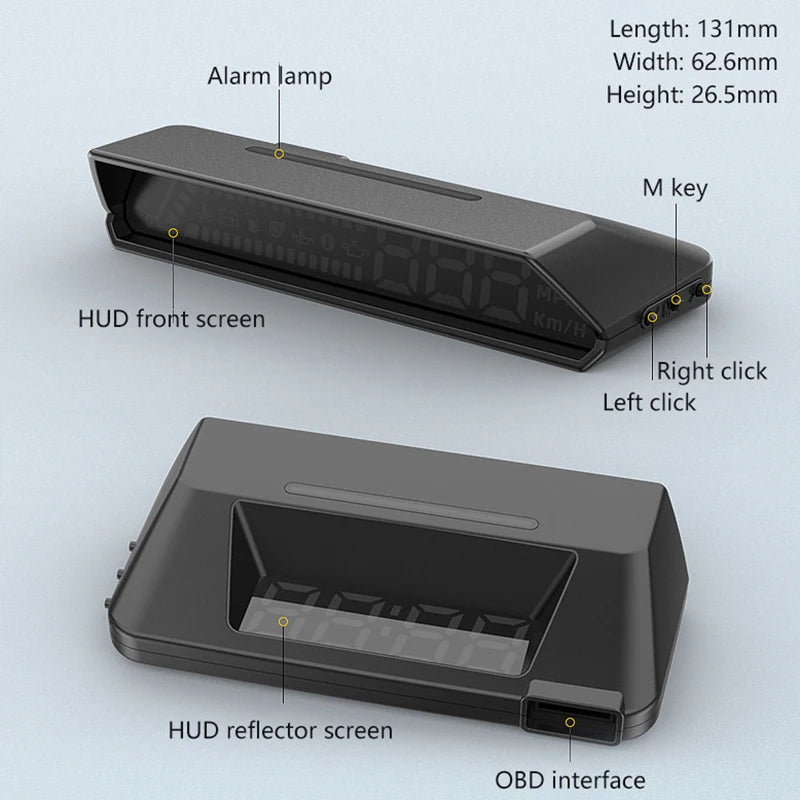 Velocímetro Digital de doble pantalla para coche, velocímetro de conducción HUD ODB, proyector de parabrisas, pantalla frontal de voltaje para vehículos de camión