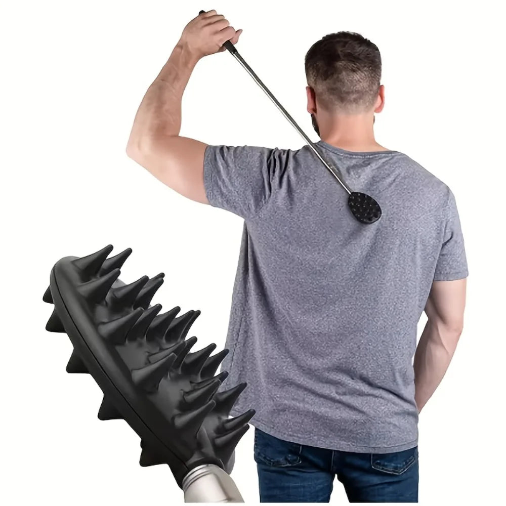 Rascador de espalda extensible con forma de cactus, resistente, longitud ajustable, para usar con una sola mano, para cama, sofá, coche, viajes    PVC Resistente