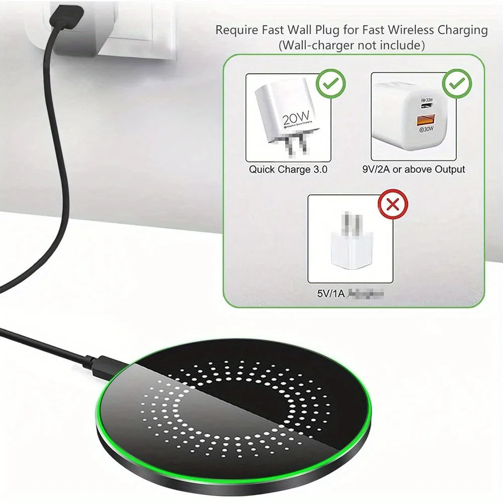 Cargador Inalámbrico de Escritorio con Luz LED para iPhone 17 16 15 14 13 12 Pro Max, Airpods Pro, Estación de Carga Rápida para Samsung Xiaomi