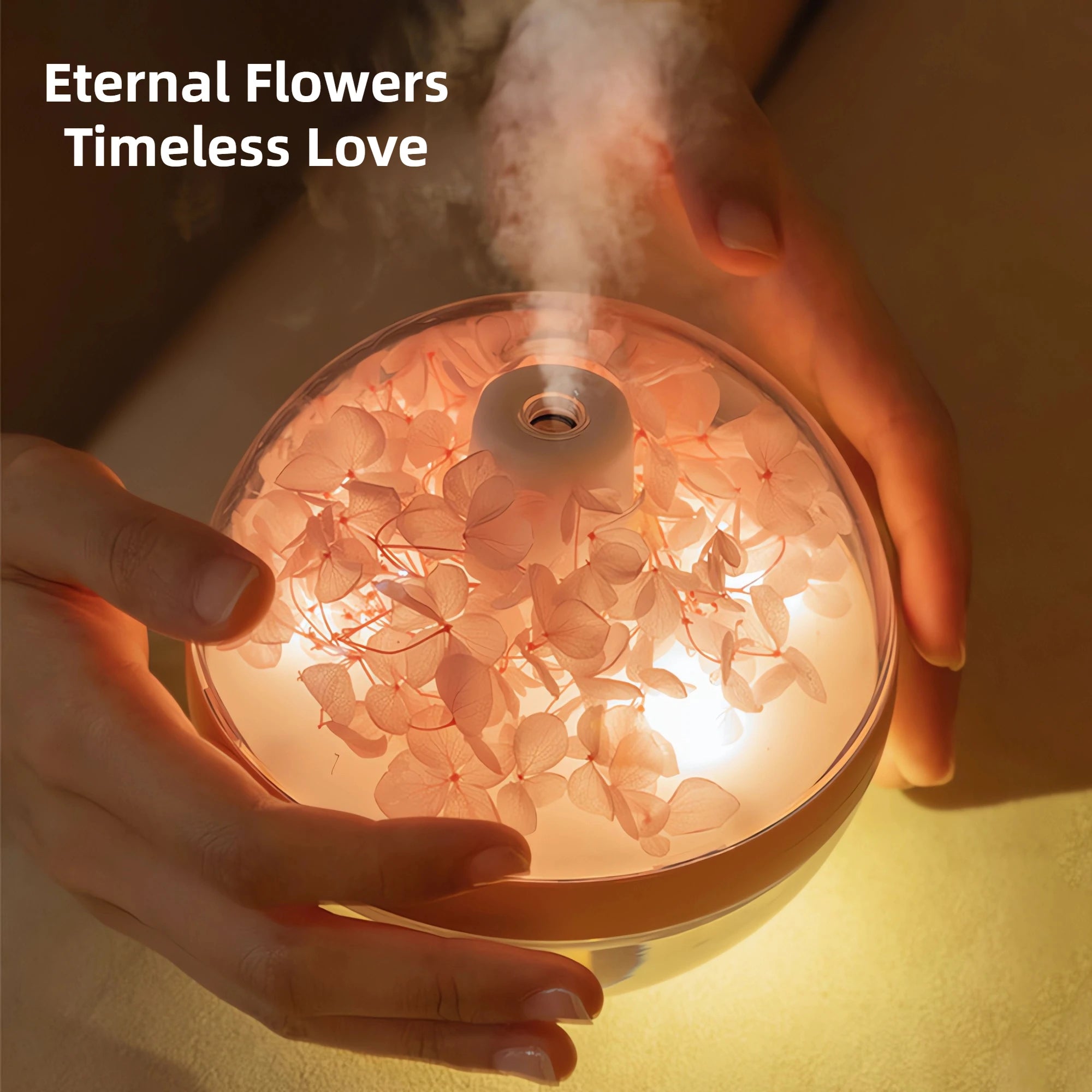 Humidificador de flores eternas, luz de ambiente, cargador de batería Dual USB, Mini difusor de flores artificiales, regalo de Festival creativo para el hogar