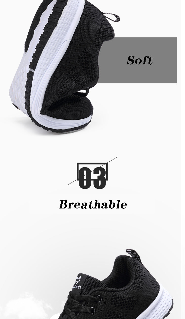 Zapatillas transpirables para correr para mujer, zapatillas deportivas ligeras antideslizantes para mujer, zapatillas suaves para exteriores con cordones, tenis de moda
