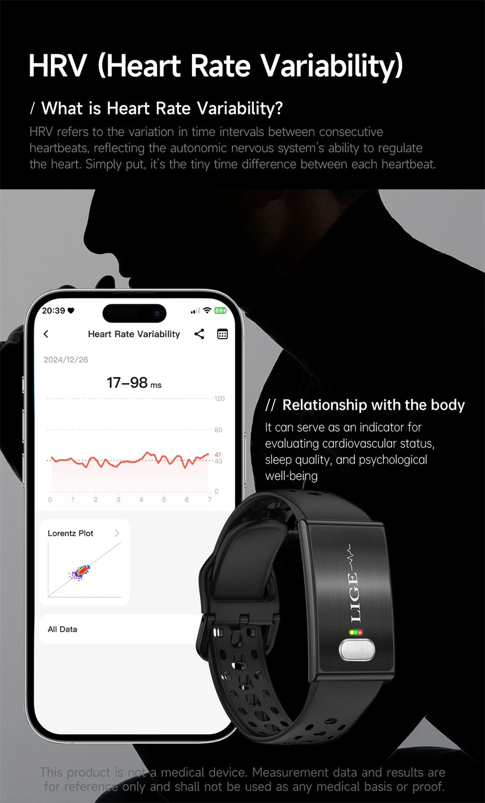 Reloj Inteligente LIGE Sin Pantalla con ECG y HRV
