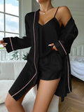 Conjunto Pijama de Satén 3 Piezas con Bata – Ropa de Dormir Mujer