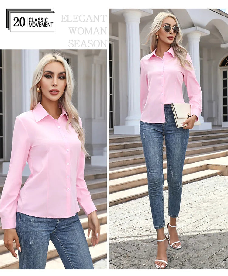 Blusa Elegante de Gasa con Botones para Mujer