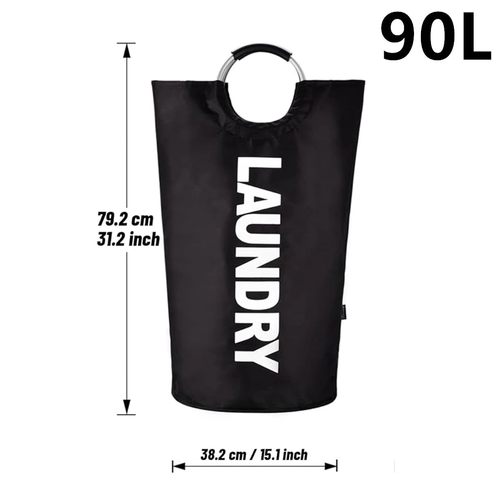 Cesto de Ropa Grande LMETJMA de 90L, Cesto de Ropa Impermeable, Cesto de Ropa Plegable, Cesto de Ropa Alto y Plegable para la Familia
