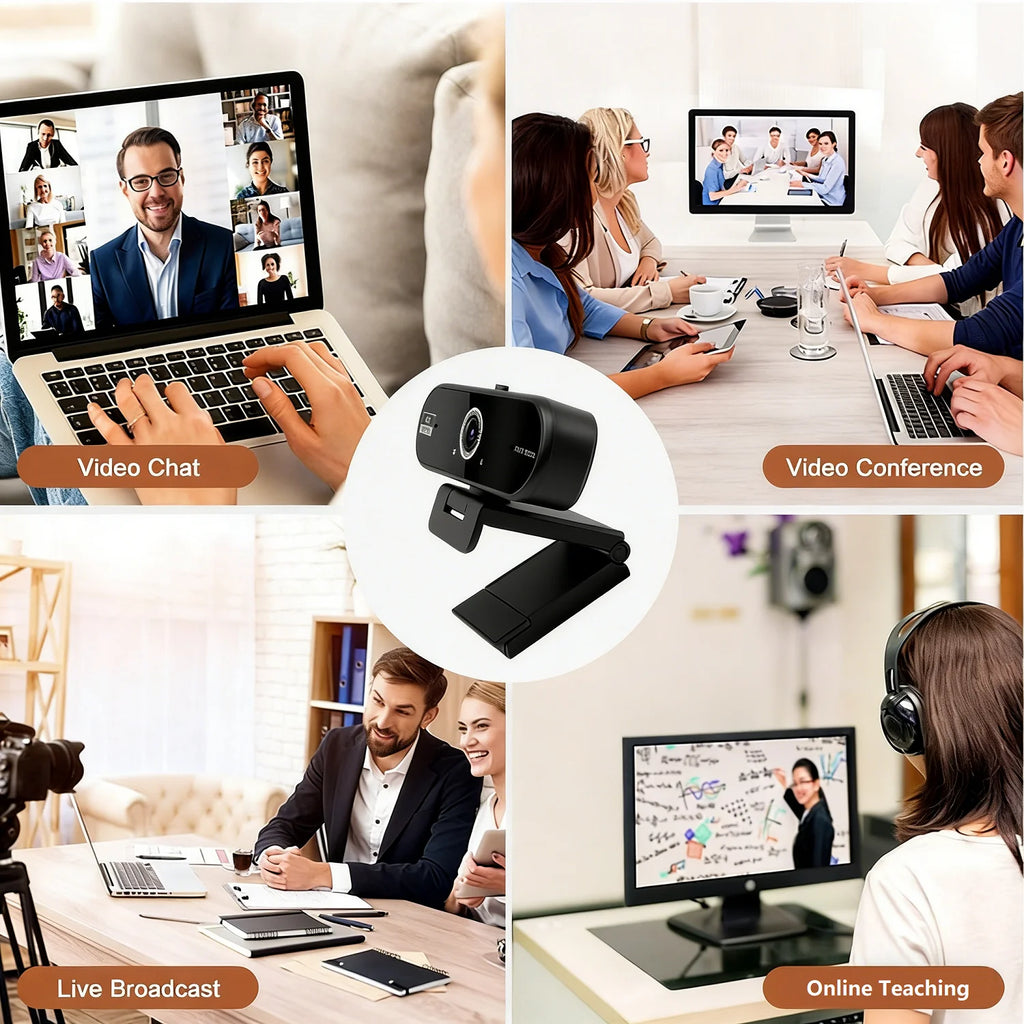 Cámara web 4K UHD 8MP con enfoque automático y cancelación de ruido AI