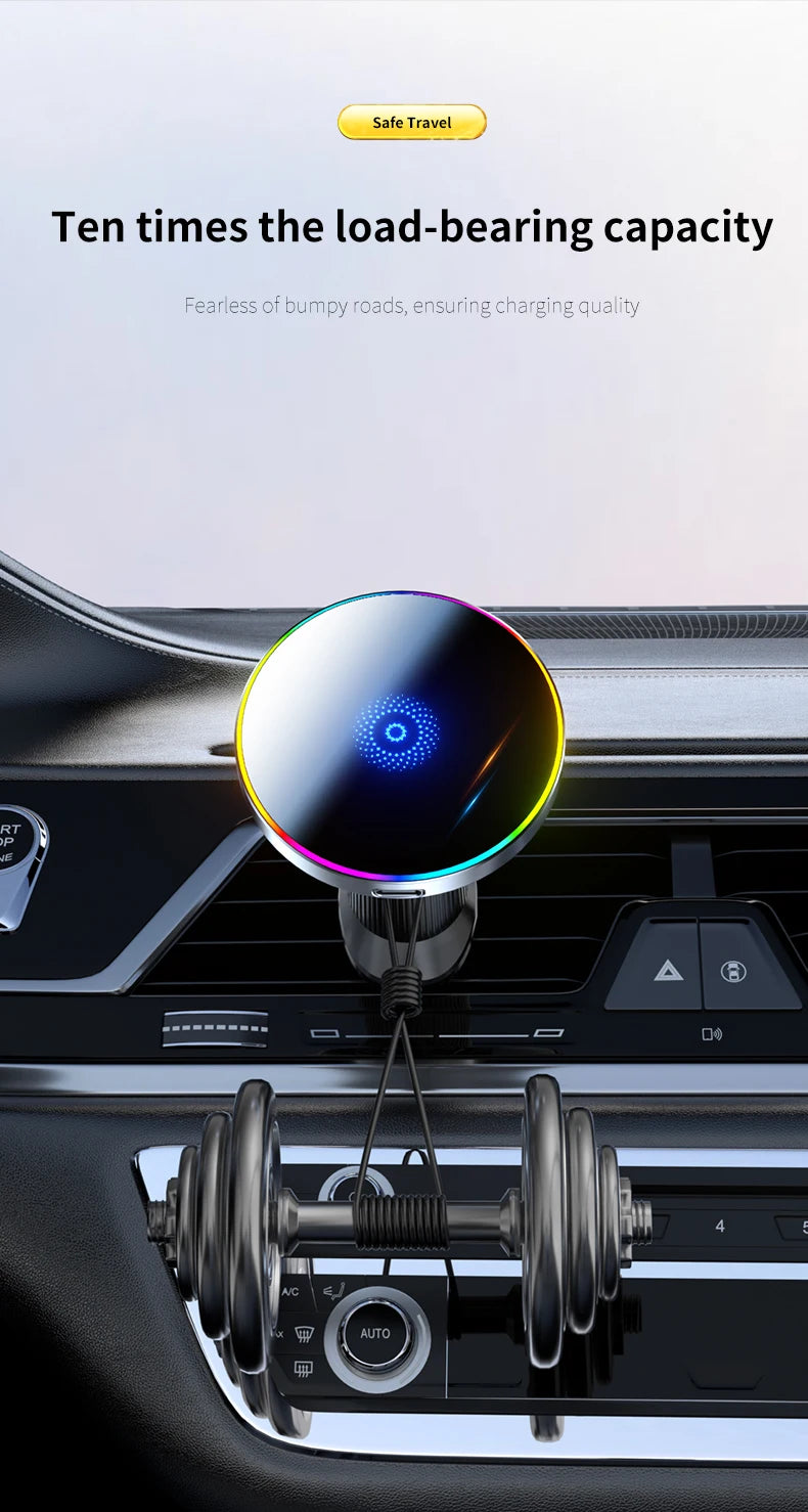 Soporte Magnético para Celular con Cargador Inalámbrico Auto