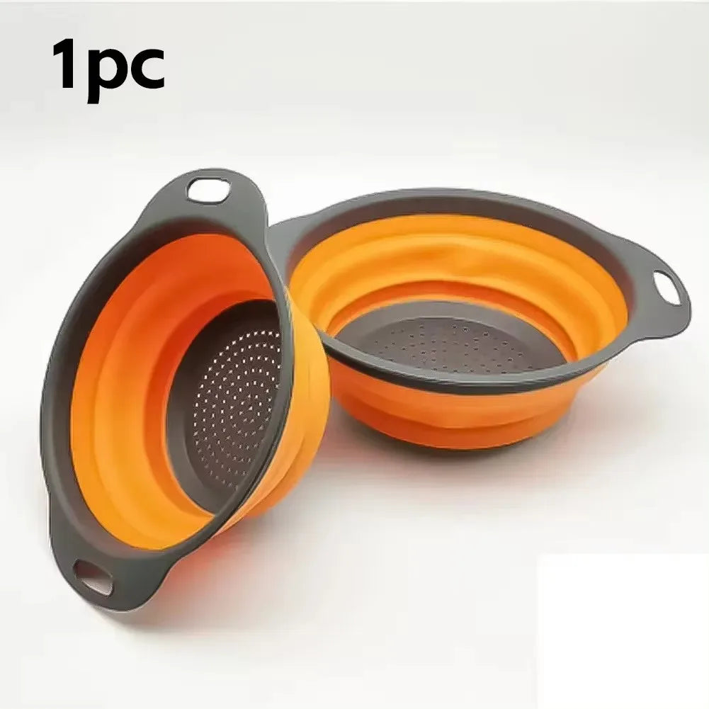 Escurridor plegable de silicona, cesta para lavar frutas y verduras, colador plegable, escurridor plegable, herramienta de almacenamiento de cocina