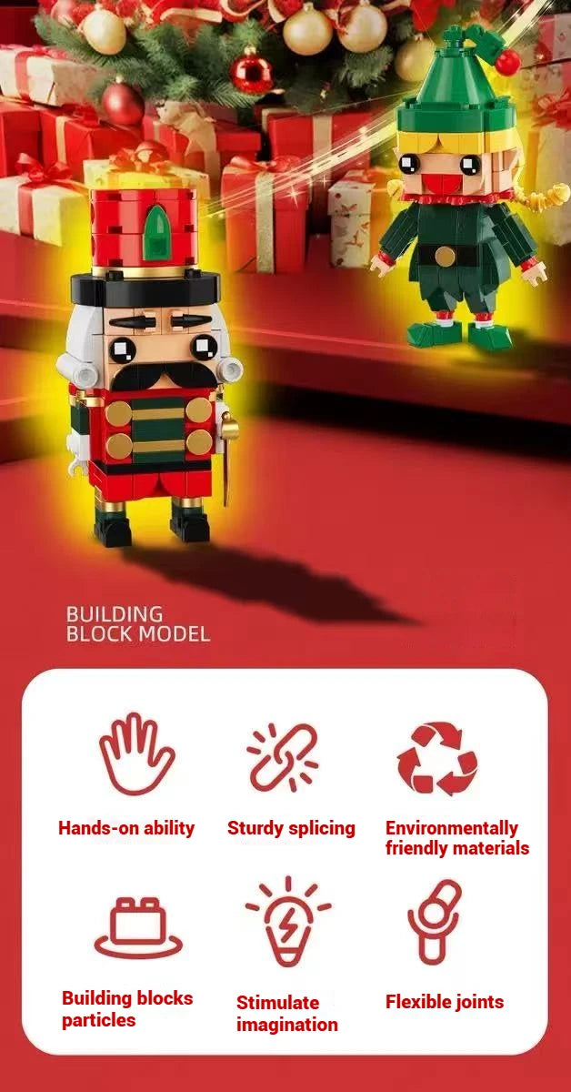 493 Uds. Juego de regalo de juguete de bloques de construcción de Navidad, ensamblaje de modelo de pingüino BrickHeadz de Papá Noel, adornos navideños para niños
