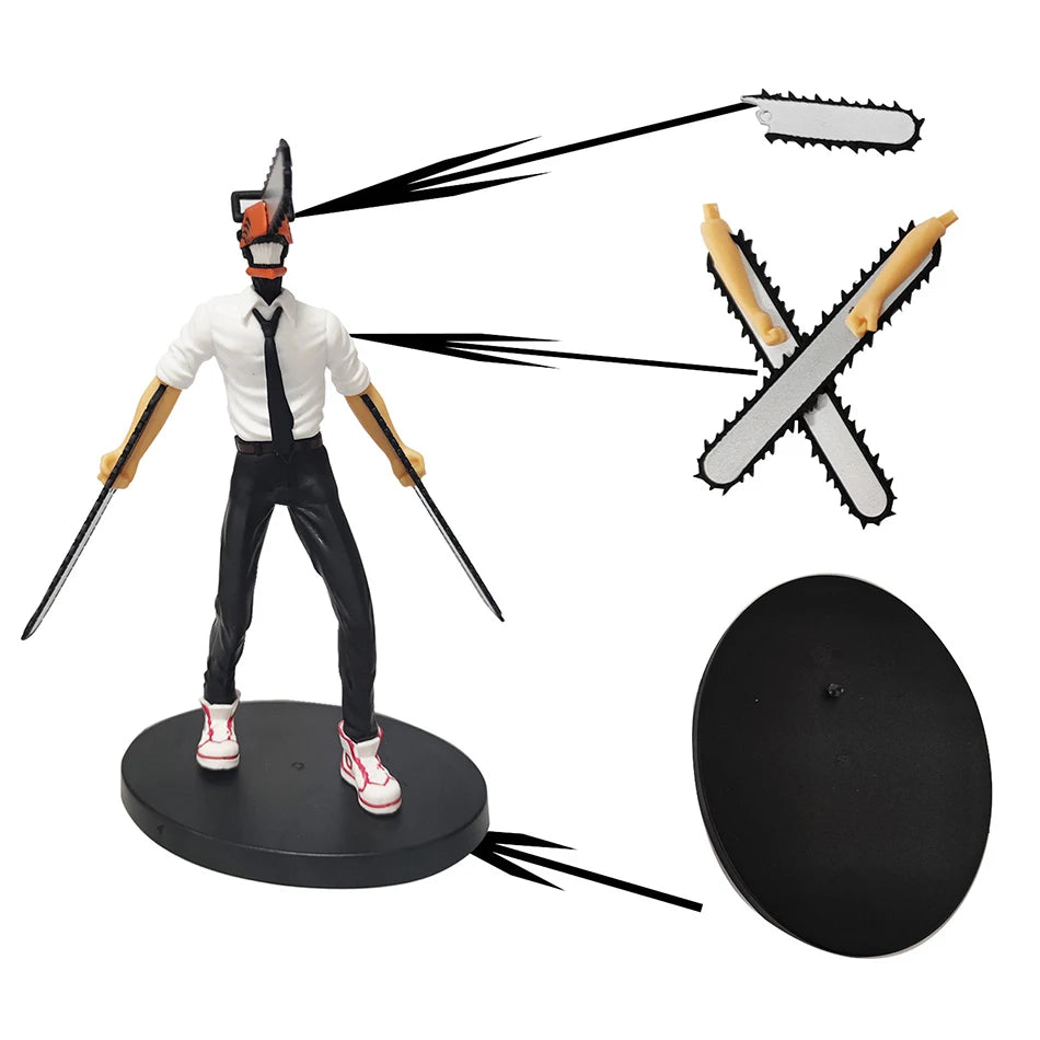 Figura de hombre de motosierra de Anime, conjunto de 2 uds., figura de acción Denji de 14-17cm, muñeca decorativa para coche, colección de modelos de PVC, juguetes, regalos para niños