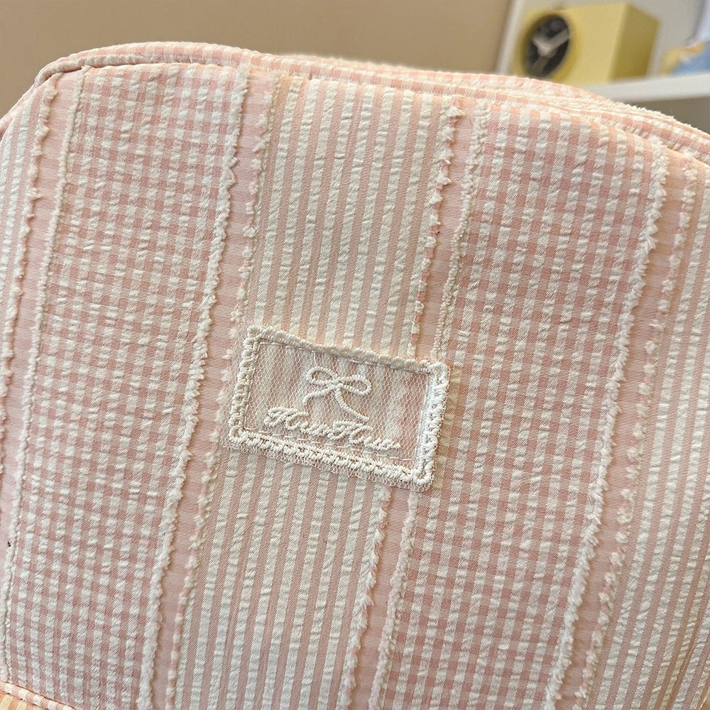 Mochila con Rayas Mixtas, Mochila de Tela Suave, Linda Mochila Escolar en Tonos Pastel para Adolescentes, para el Campus y Uso Diario Informal