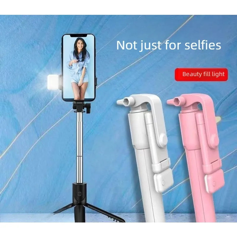 Trípode para selfies con Bluetooth, luz LED y soporte para teléfono