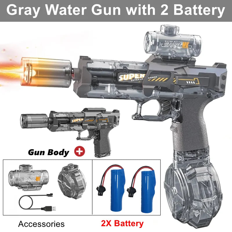 Pistola de Agua Eléctrica con Luz y Chorro de Llama para Verano