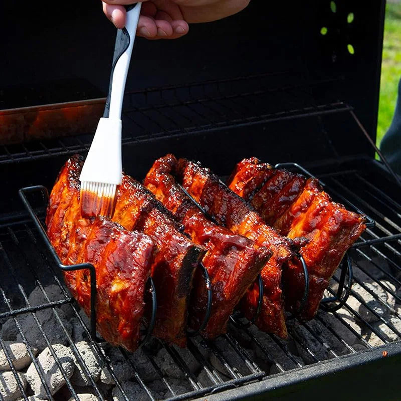 LMETJMA-estantes para costillas de barbacoa, soporte para asar carne y asar de acero recubierto antiadherente, con capacidad para 4 rejillas para parrilla de Gas JT25t
