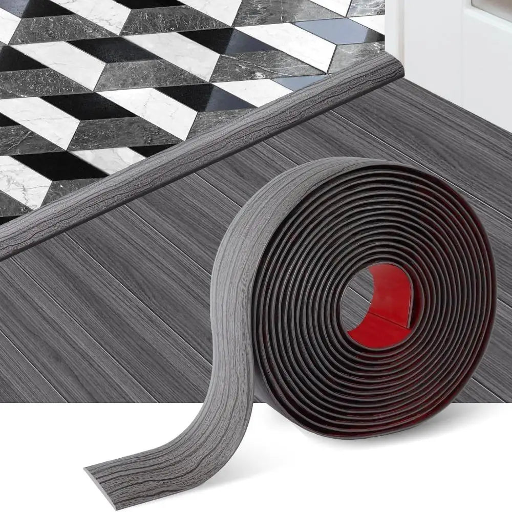 Tira de Transición para Piso de PVC con Aspecto de Madera, Autoadhesiva, de 1M, Antideslizante y Resistente al Viento, Recortable, para la Base de Puertas y Sellado de Ventanas