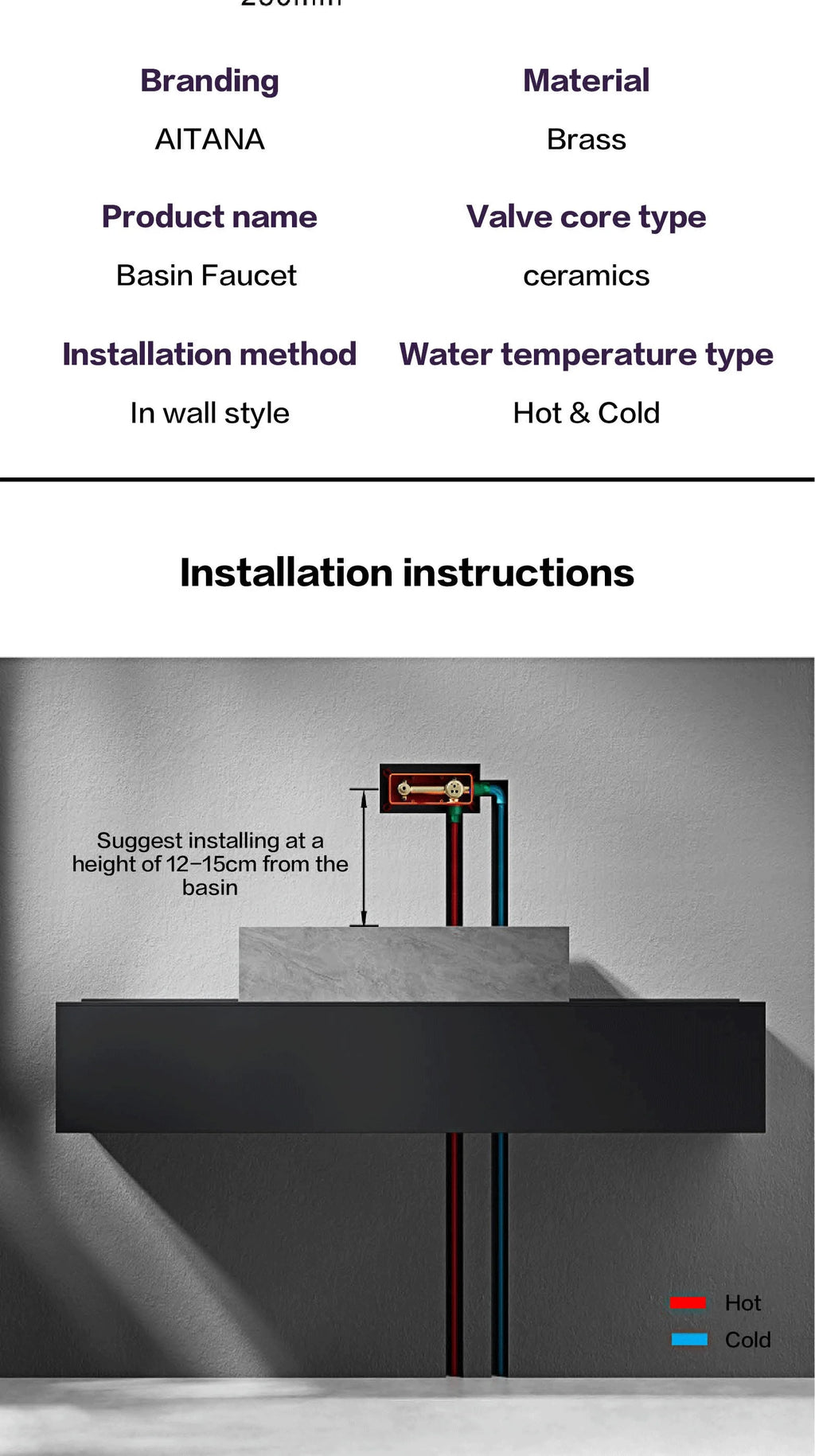 Grifo de baño montado en la pared de latón gris con pistola de lujo con pantalla digital LED Grifo de baño integrado de agua fría y caliente con una sola manija