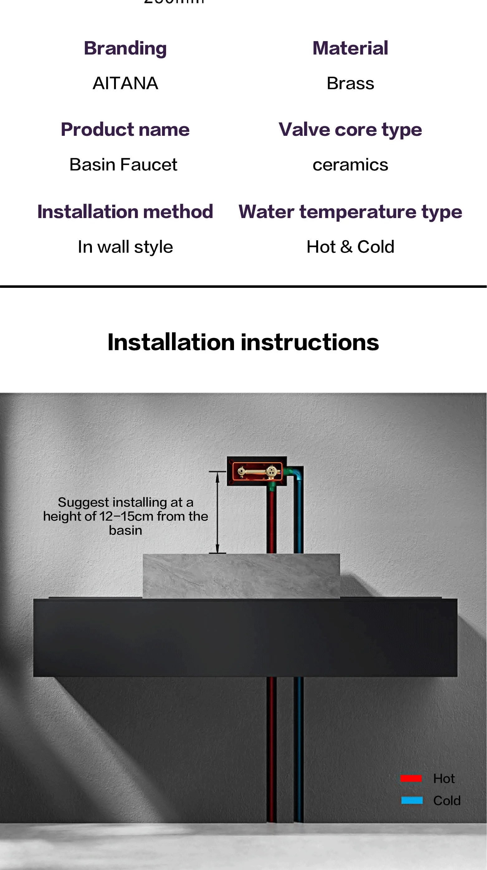 Grifo de baño montado en la pared de latón gris con pistola de lujo con pantalla digital LED Grifo de baño integrado de agua fría y caliente con una sola manija
