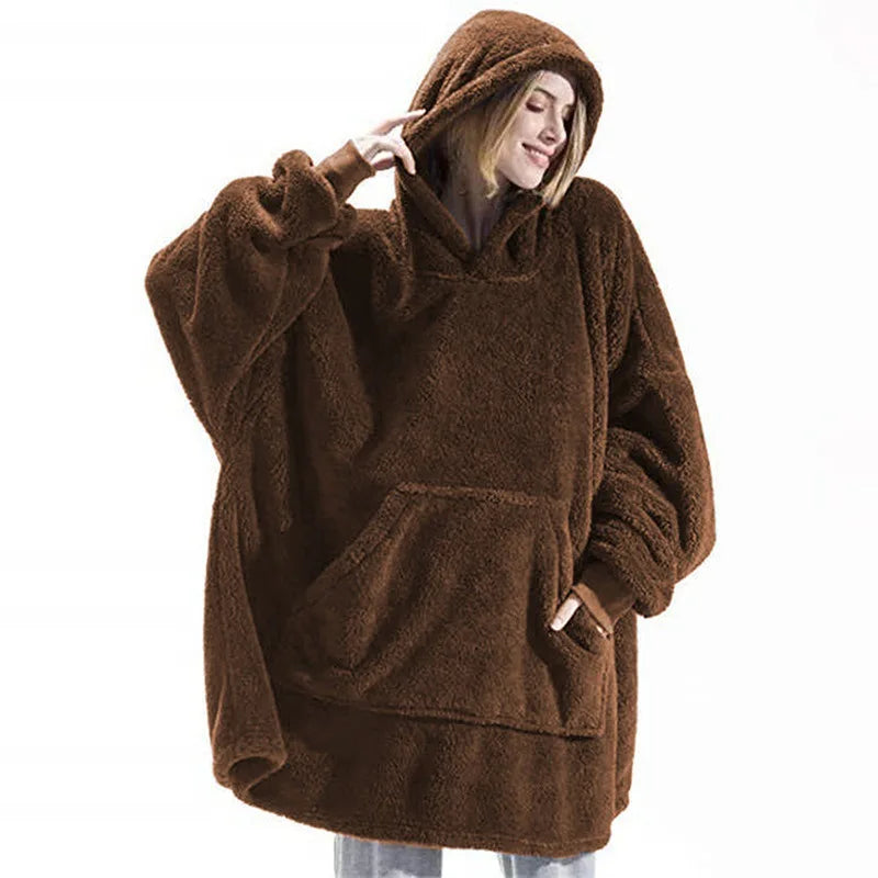 Sudadera polar con capucha para mujer, holgada talla única