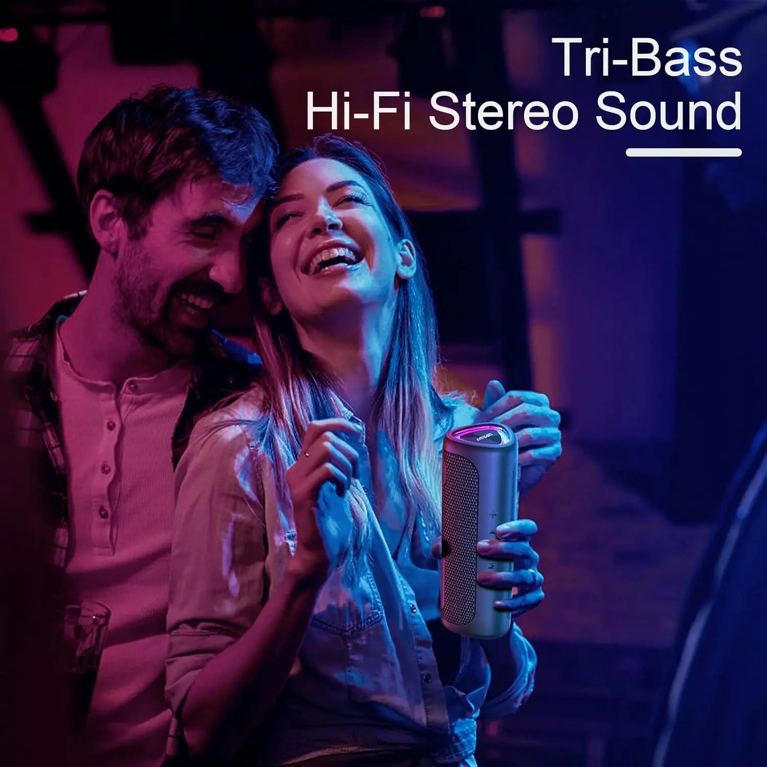 Ortizan Altavoz Bluetooth Portátil con Sonido HD de 24 W, Altavoces Bluetooth Inalámbrico 5.3, Entrada AUX, Tarjeta TF y USB, Luces LED, IPX7