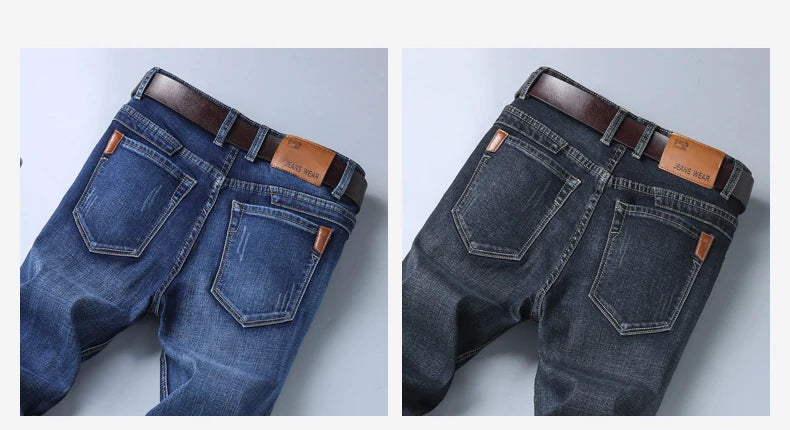 Pantalones Vaqueros Coreanos para Hombre, Elásticos, Ajuste Regular