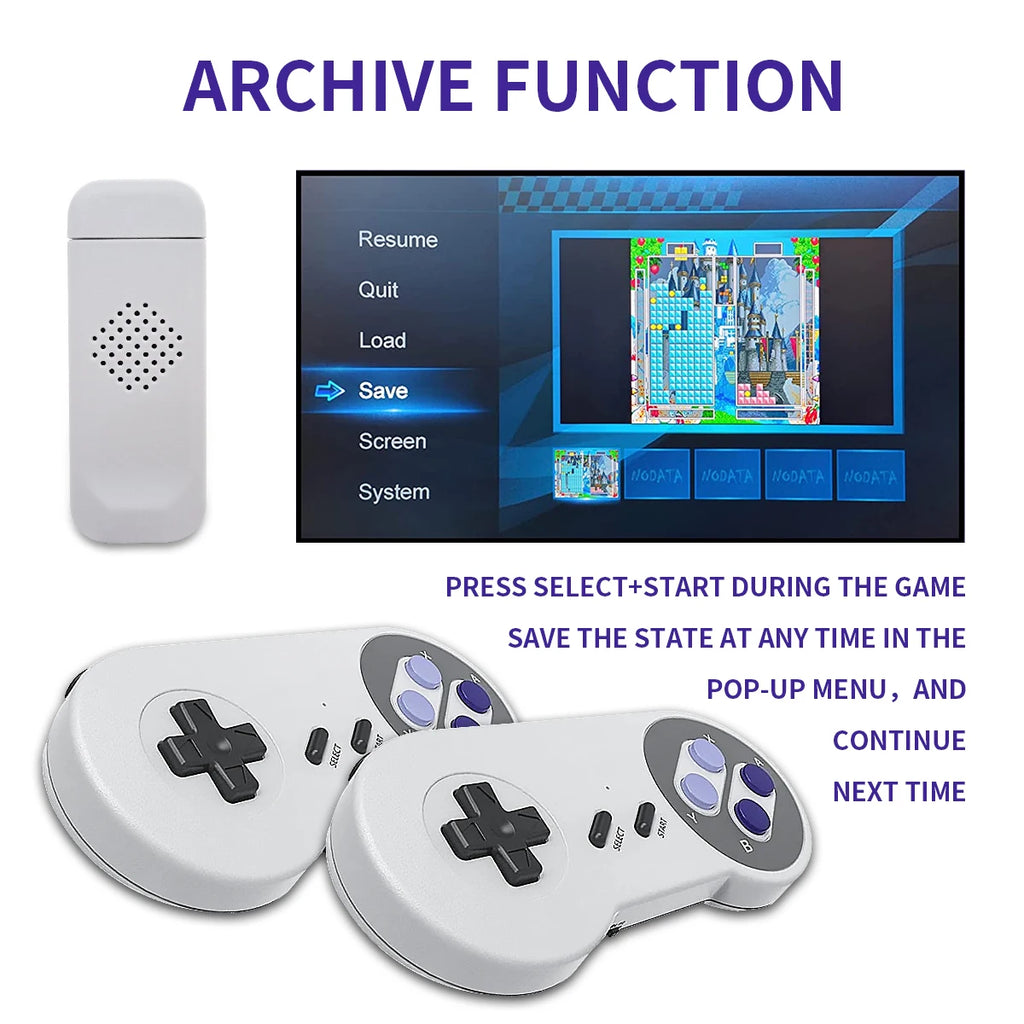 Consola de Videojuegos Retro SF900 1080P HD, Consola de Juegos para TV con Más de 5000 Juegos Clásicos de SNES, 2 Controles Inalámbricos, Plug and Play, Juegos para el Hogar