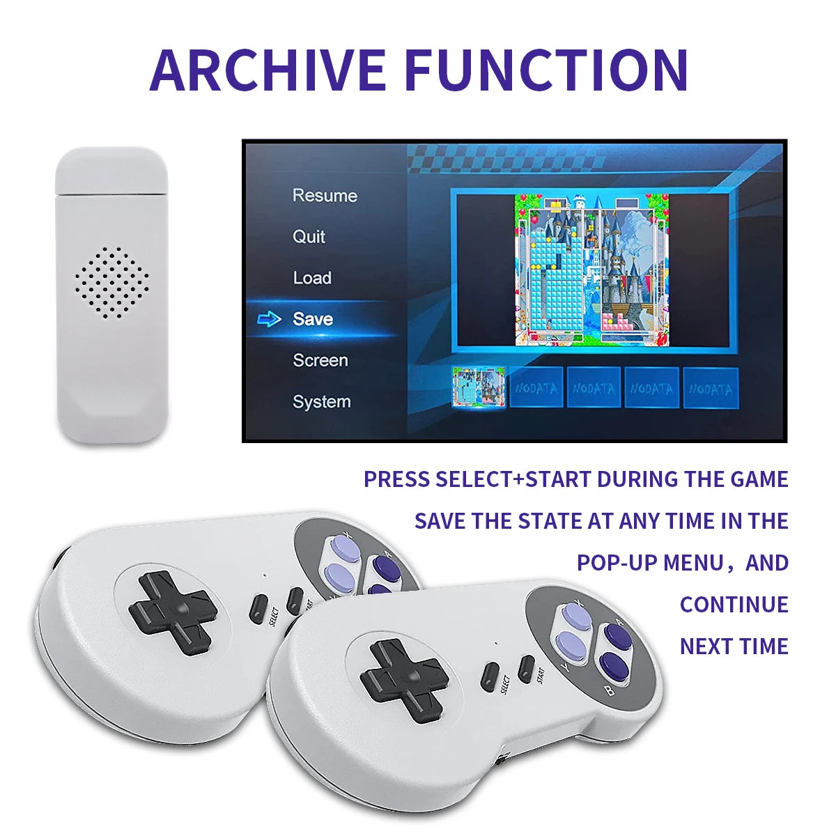 Consola de Videojuegos Retro SF900 1080P HD, Consola de Juegos para TV con Más de 5000 Juegos Clásicos de SNES, 2 Controles Inalámbricos, Plug and Play, Juegos para el Hogar