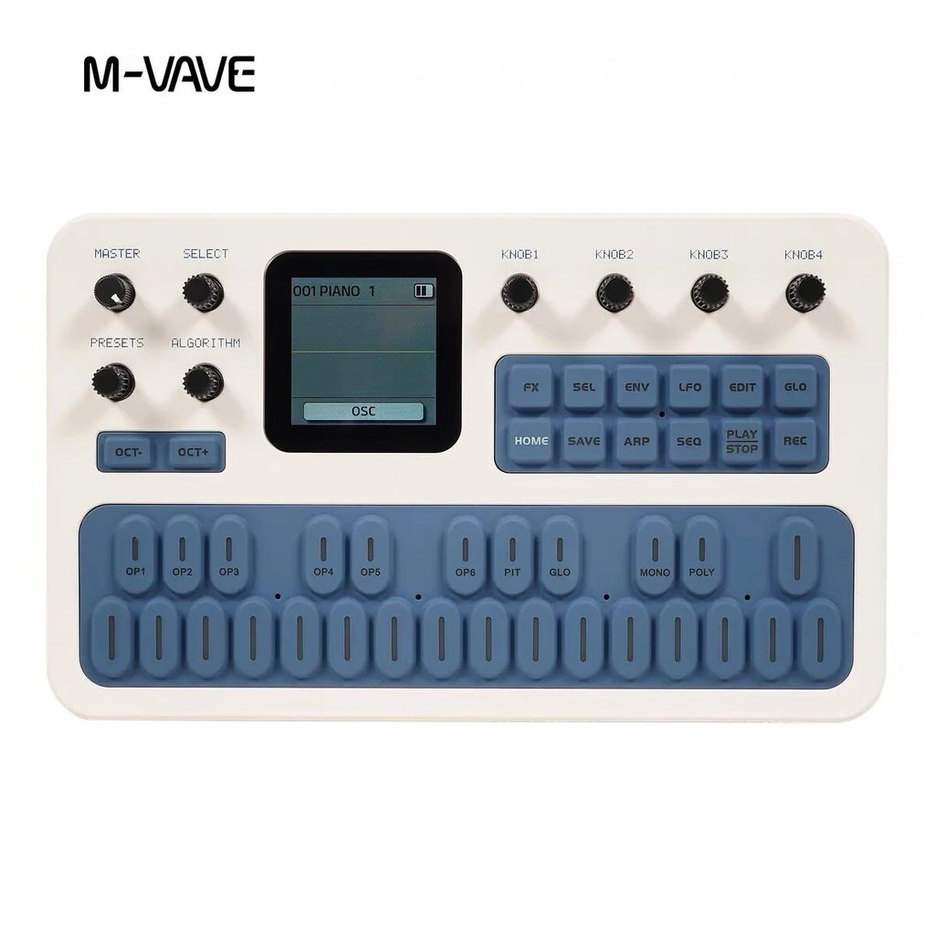 Sintetizador FM Portátil M-Vave FM-1, 6 Operadores, 32 Algoritmos, 128 Preajustes, Altavoz Integrado, Bluetooth, MIDI, Batería de 12h, Regalo Navideño