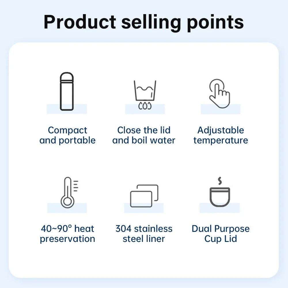 Hervidor eléctrico portátil de 420ml, taza calefactora para coche, 304 LED, Control inteligente de temperatura, calentador, taza agitadora, botella calefactora, taza mezcladora
