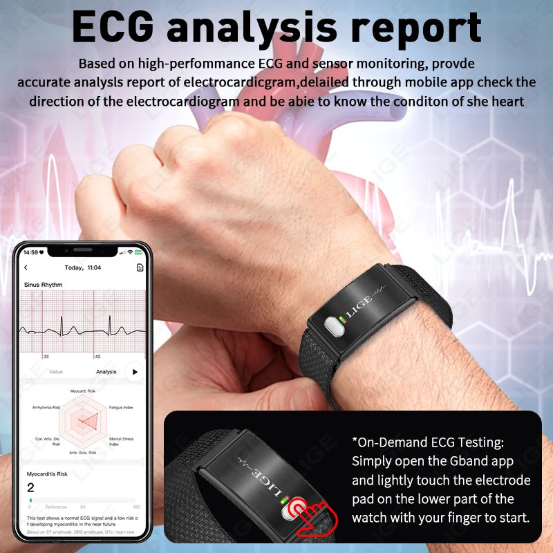 LIGE Pulsera Inteligente ECG+PPG HRV Enfermería