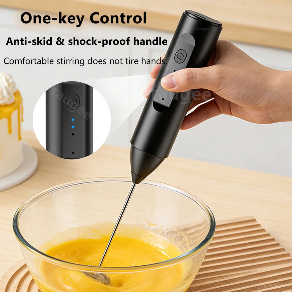 Espumador de leche inalámbrico recargable USB-C con 3 velocidades