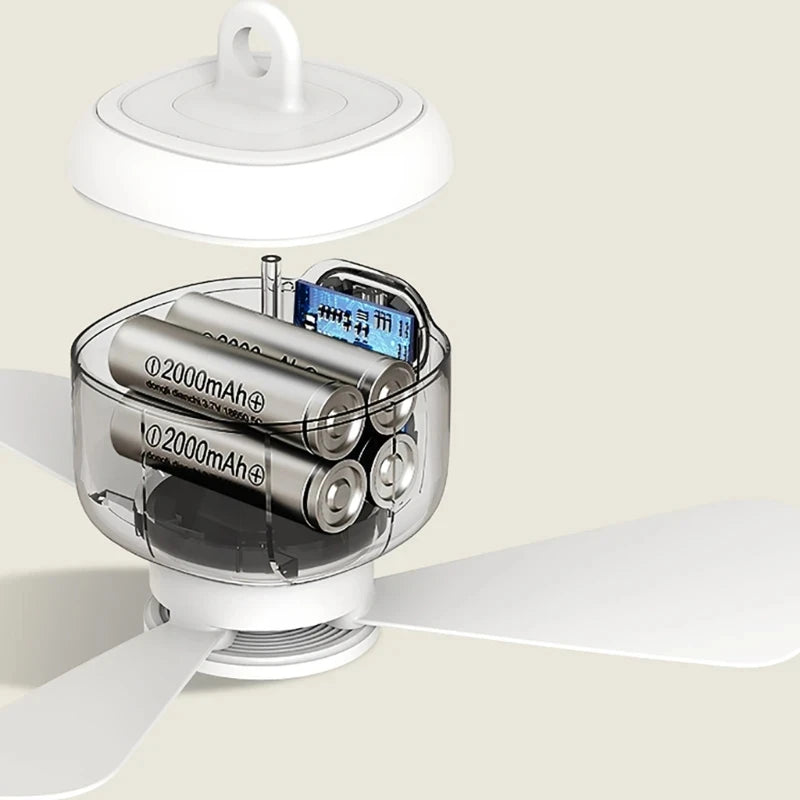 Nuevo ventilador de techo de viento grande recargable por USB, lámpara de noche con aspas extraíbles, iluminación de 8000mAh \ 12000mAh de capacidad, ventilador para exteriores para el hogar