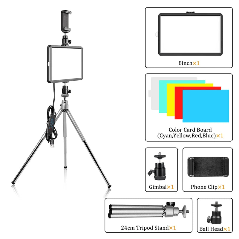 Luz LED Regulable para Video y Fotografía con Trípode 6/8"