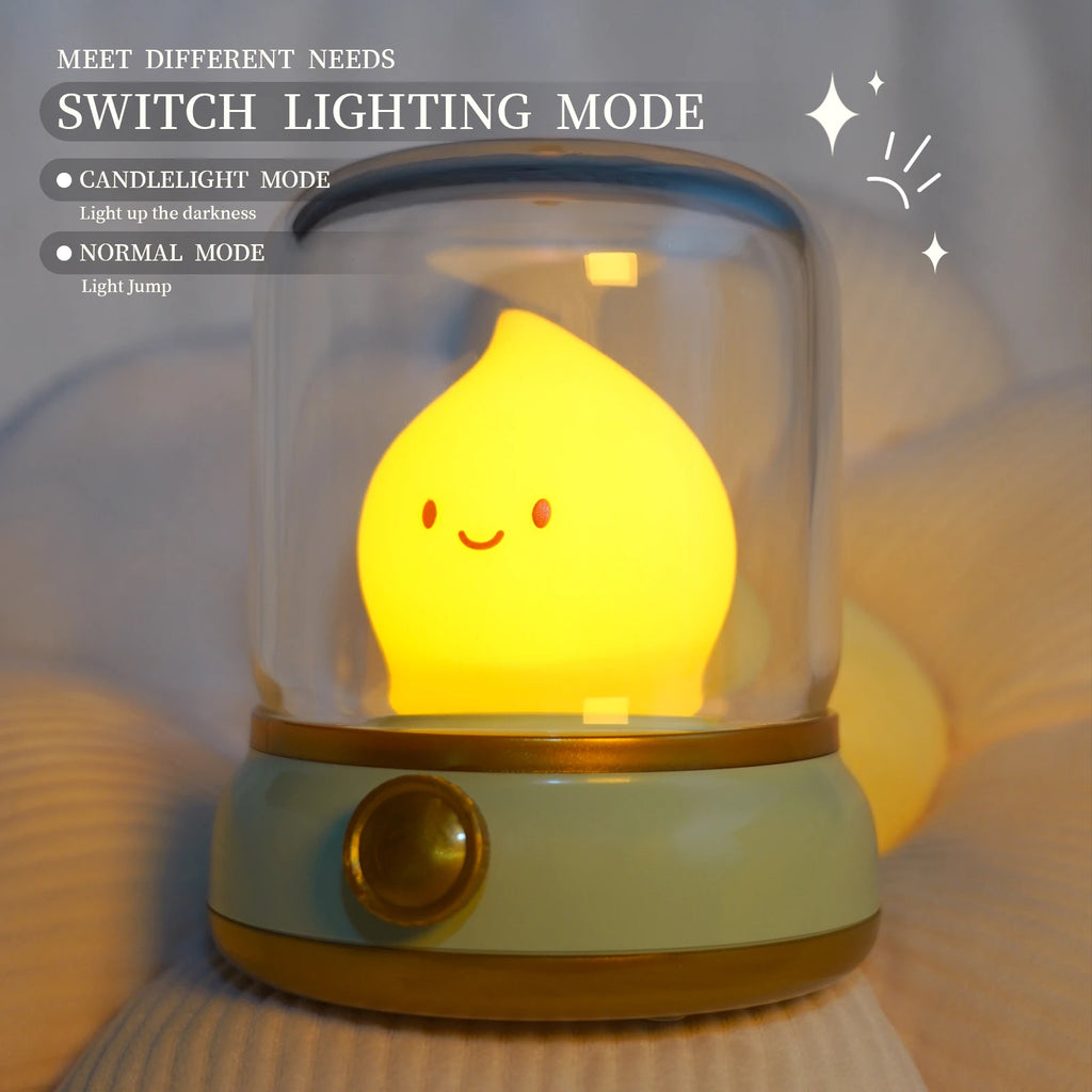 Luz nocturna con forma de vela, bonita lámpara de llama, luz decorativa LED de escritorio, luz nocturna recargable por USB, regalo creativo para dormitorio para niños