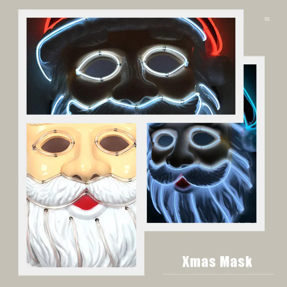Máscara Luminosa de Santa Claus, Material Premium, Cómoda, para Fiestas Navideñas, Fotos y Actividades Festivas (1 Pieza)