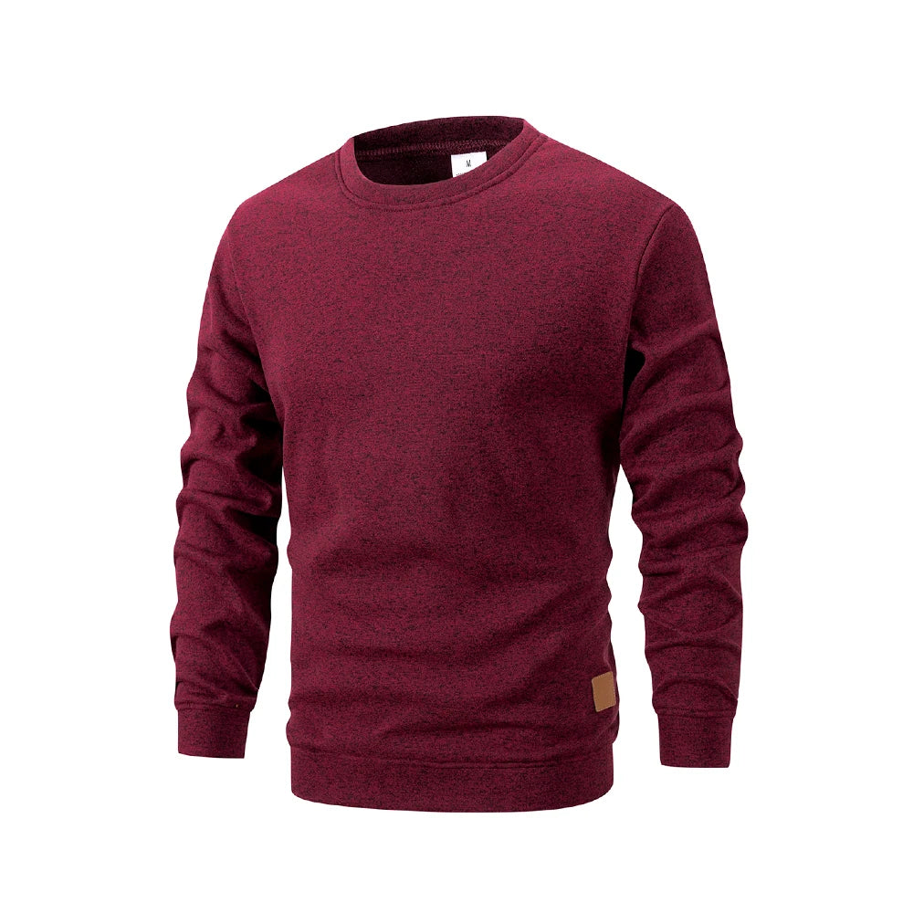 Suéter de punto para hombre, cuello redondo, colores sólidos