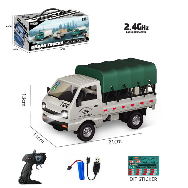 Camión de Carga RC 1:16 con Luces LED para Niños