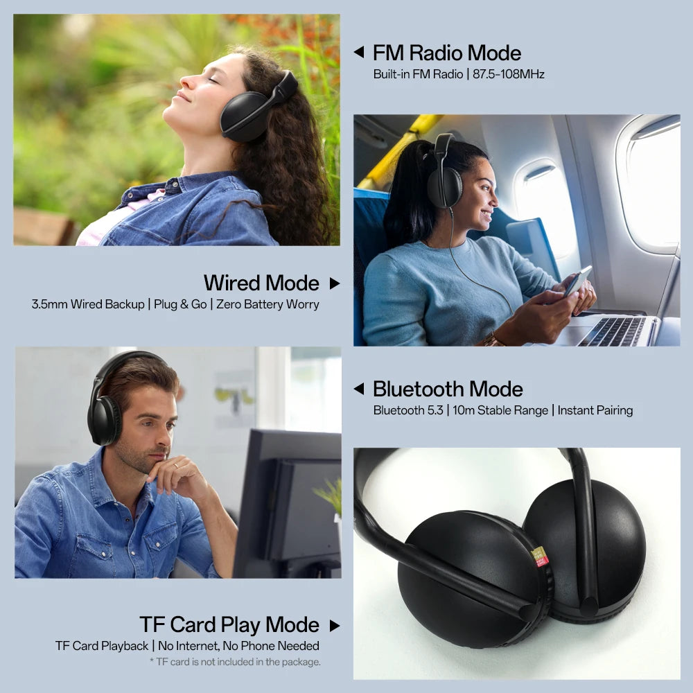 Auriculares Bluetooth Over-Ear TF Radio FM HiFi